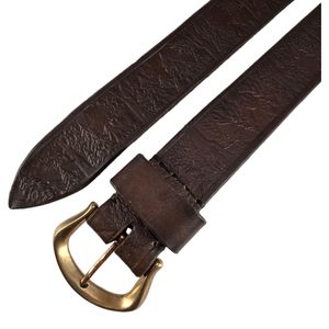 Ceinture en cuir forestier TAIGA, marron foncé