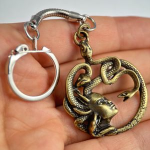 MEDUSA, porte-clés, zinc, argent antique