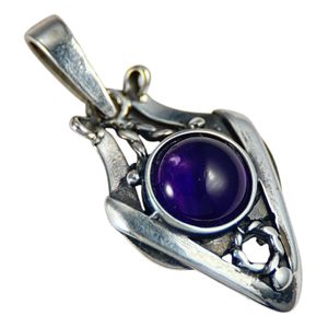AMALIE, Art Nouveau jewellery, silver pendant with amethyst, Ag 925