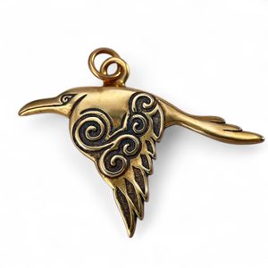 CORVUS - Celtic Crow Pendant, bronze