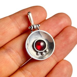 ORBIT, silver pendant, garnet