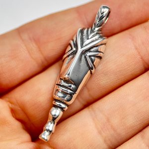 CELTIC HEAD, La Tene replica, motive from fibula, talisman, silver pendant, Ag 925