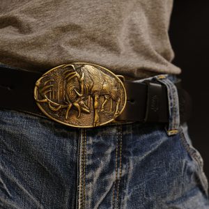 Cerf, boucle de ceinture, laiton