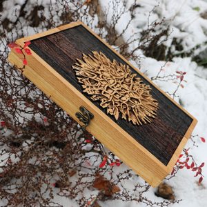WOODEN BOX for MOLDAVITES, box made of oak wood