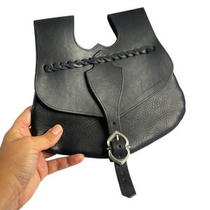Medieval Leather Bag 13th - 15th Century black