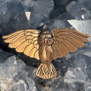 Flying Owl, pendant, bronze