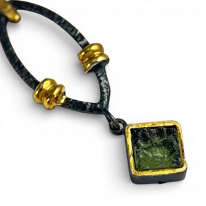 FLUVIA, moldavite, silver earrings, Ag 925/1000