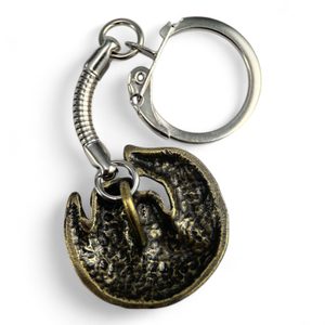 Badger keychain, zinc old brass