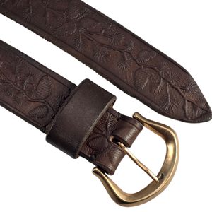 Pine cones, forester's leather belt, dark brown