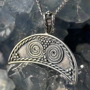 LUNA, Dark Age sterling silver pendant of fertility