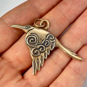 CORVUS - Celtic Crow Pendant, bronze