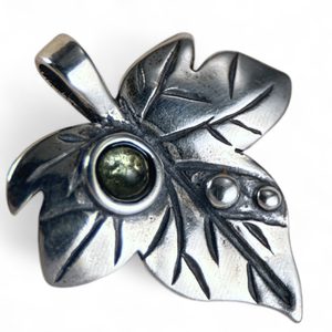 Blatt - IVY, Anhänger Silber 925 Moldavit
