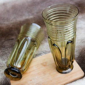 BIRKA, set of 2 Viking goblets, forest glass