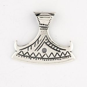 BEARDED AXE OF PERUN, silver Slavic pendant
