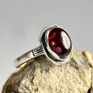 Medieval silver ring with garnet, Ag 925/1000