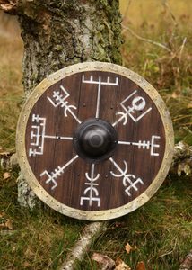 Viking Shield Vegvísir with Rawhide Edging, 60 cm