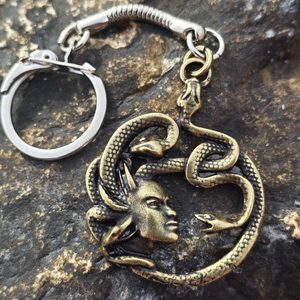MEDUSA, porte-clés, zinc, argent antique