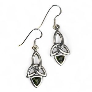 KIRA, boucles d'oreilles, moldavite et argent