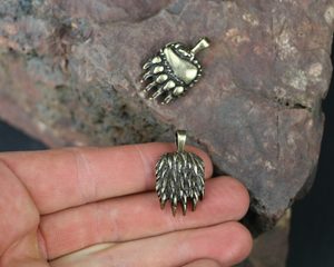 BEAR PAW pendant, zinc, antique brass