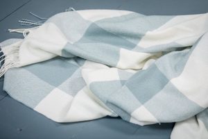 Aqua Block Check Throw, lambswool