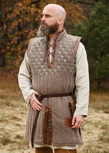 Gambeson sans manches avec détails faits main, marron