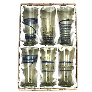SET OF SIX WINE GLASSES, blue