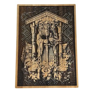 Svantovit, Slavic God of War, wall decoration, wood 30x40cm