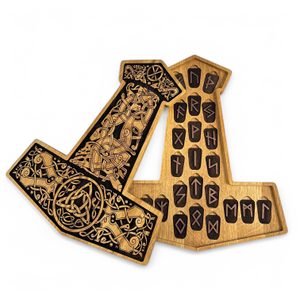 MJÖLLNIR - RUNES FUTHARK SET and Thor's Hammer gift box