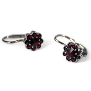 FLORA, silver earrings with garnets, Ag 925/1000