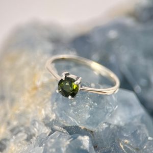 OCULAR, silver ring with Czech Moldavite