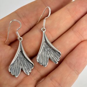 GINKGO, boucles d'oreilles, argent