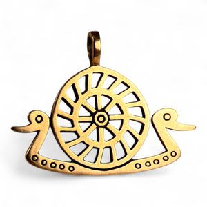 SWAN SHIP WITH SUN, bronze age, bronze pendant