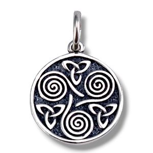 Druid Spiral, triskel silver pendant, silver 925
