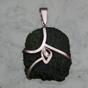 PERSEA - MOLDAVITE, silver pendant Ag 925