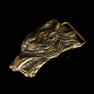 GREY WOLF, belt buckle, brass
