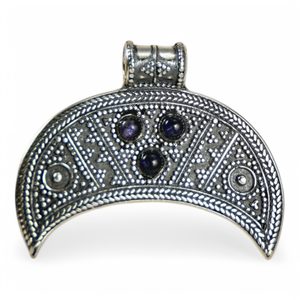 LUNULE, réplique d'un pendentif IXème siècle, argent et ijolite, type 4