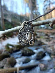Vodnik, Slavic Water sprite, pendant, zinc, antique brass