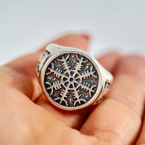 Aegishjálmur, Wikinger Ring, Silber 925, 27g