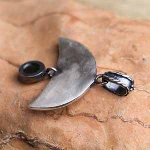 LUNA with MOLDAVITE Slavic women's pendant, gold-plated silver