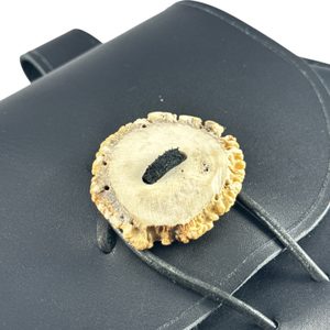 MEDIEVAL LEATHER BAG WITH ANTLER, black