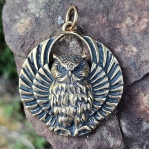 Owl, antique pendant, bronze