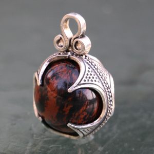 Jasper - black and red, Viking pendant, Gotland, silver 925/1000