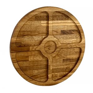 Assiette de service en chêne 4+1