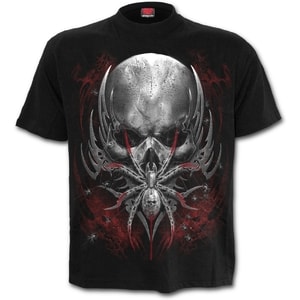 SPIDER SKULL - FRONT PRINT T-SHIRT BLACK - MEN'S T-SHIRTS, SPIRAL DIRECT{% if kategorie.adresa_nazvy[0] != zbozi.kategorie.nazev %} - T-SHIRTS, BOOTS{% endif %}