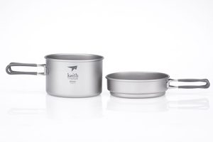 2-PIECE TITANIUM POT AND PAN COOK SET TI6012  KEITH - TITANIUM EQUIPMENT{% if kategorie.adresa_nazvy[0] != zbozi.kategorie.nazev %} - BUSHCRAFT{% endif %}