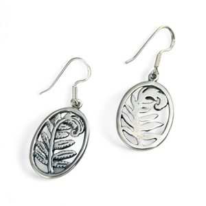 Fougère, boucles d'oreilles en argent