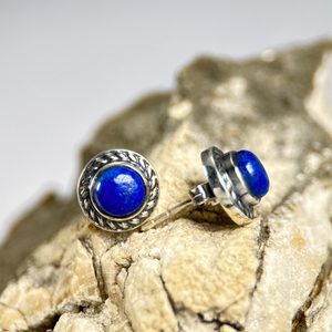 CAELIA, silver antique earrings, lapis lazuli, Ag 925/1000