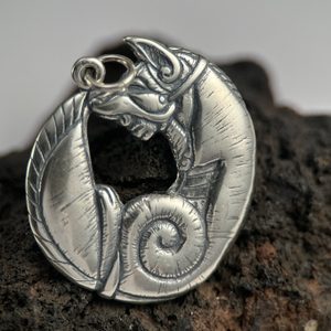 Renard celtique, pendentif argent