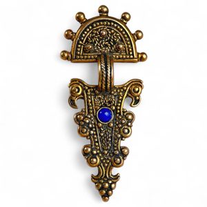 TÊTES D'AIGLE pendentif médiéval, bijou, bronze, lapis-lazuli
