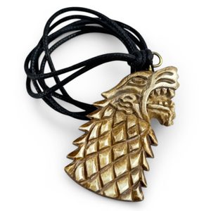 Wolf of the North, pendant, carved, horn